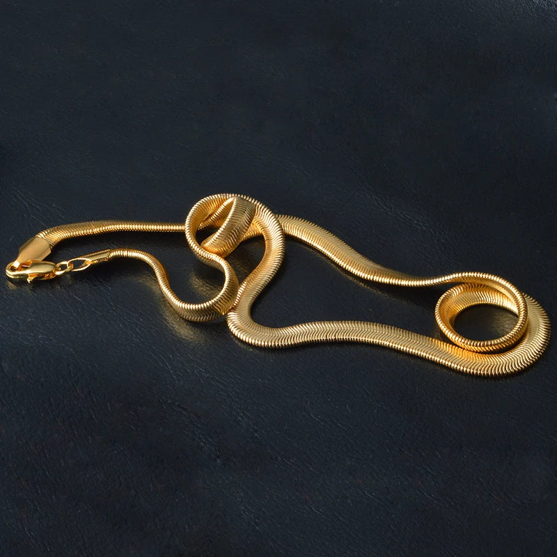 Collar de Cadena de Serpiente Aravant de Plata 925 y Oro de 18K de 6MM Para Hombres y Mujeres Joyería de Moda