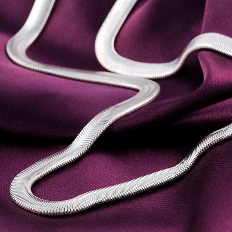 Aravant Cadena plana de serpiente de 6 mm de plata de ley 925 de 16/18/20/22/24/26 pulgadas para mujer y hombre, joyería de moda para boda