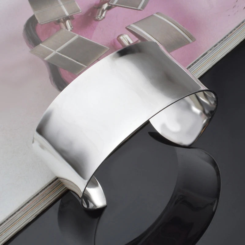 Aravant 925er Silber Breiter 30mm Großer Glatter Offener Armreif Für Herren Damen Mode Schmuck