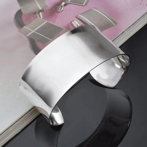 Aravant 925er Silber Breiter 30mm Großer Glatter Offener Armreif Für Herren Damen Mode Schmuck