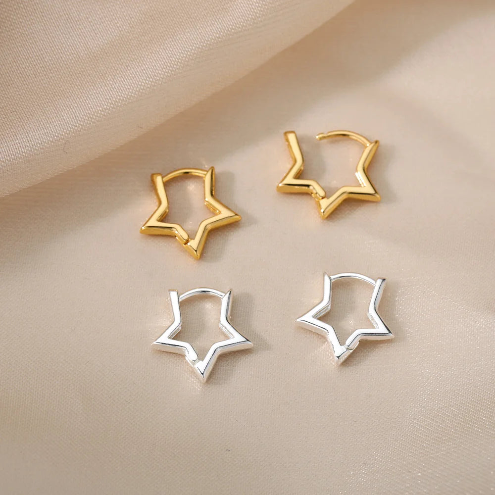 Geometrische Sternohrringe für Frauen Edelstahl Stern Creolen Mädchen Schmuck Geschenk Hypoallergene Accessoires Brincos