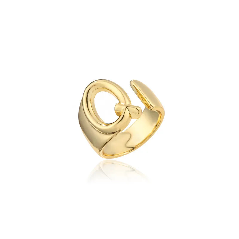 Hohler A-Z Buchstaben Goldfarbe Metall Verstellbarer Öffnungsring Initialen Name Alphabet Damen Party Statement Breiter Trendiger Schmuck
