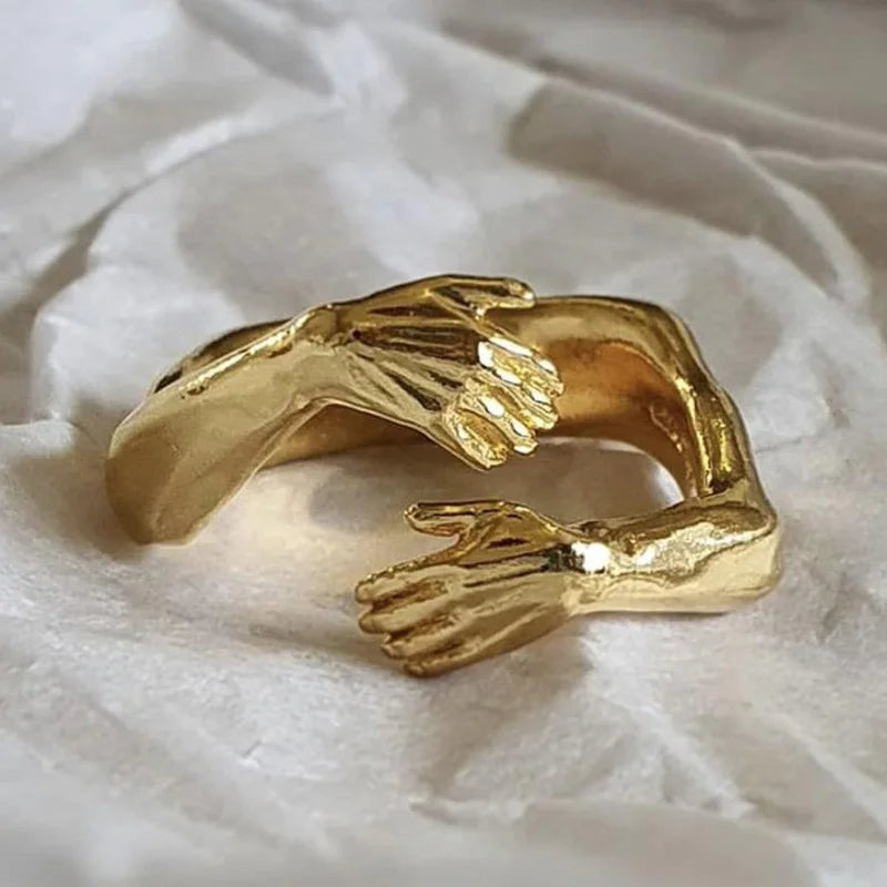 Gothic Umarmung Muskelhände Ringe für Frauen Männer Verstellbarer Offener Manschettenring Party Hochzeit Paar Ringe Vintage Schmuck Anillos Bague