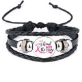 Brustkrebs-Bewusstseins-Hoffnungsarmband für Frauen Rosa Schleife Anhänger Geflochtenes Lederseil Wickelarmband Mode handgemachter Schmuck