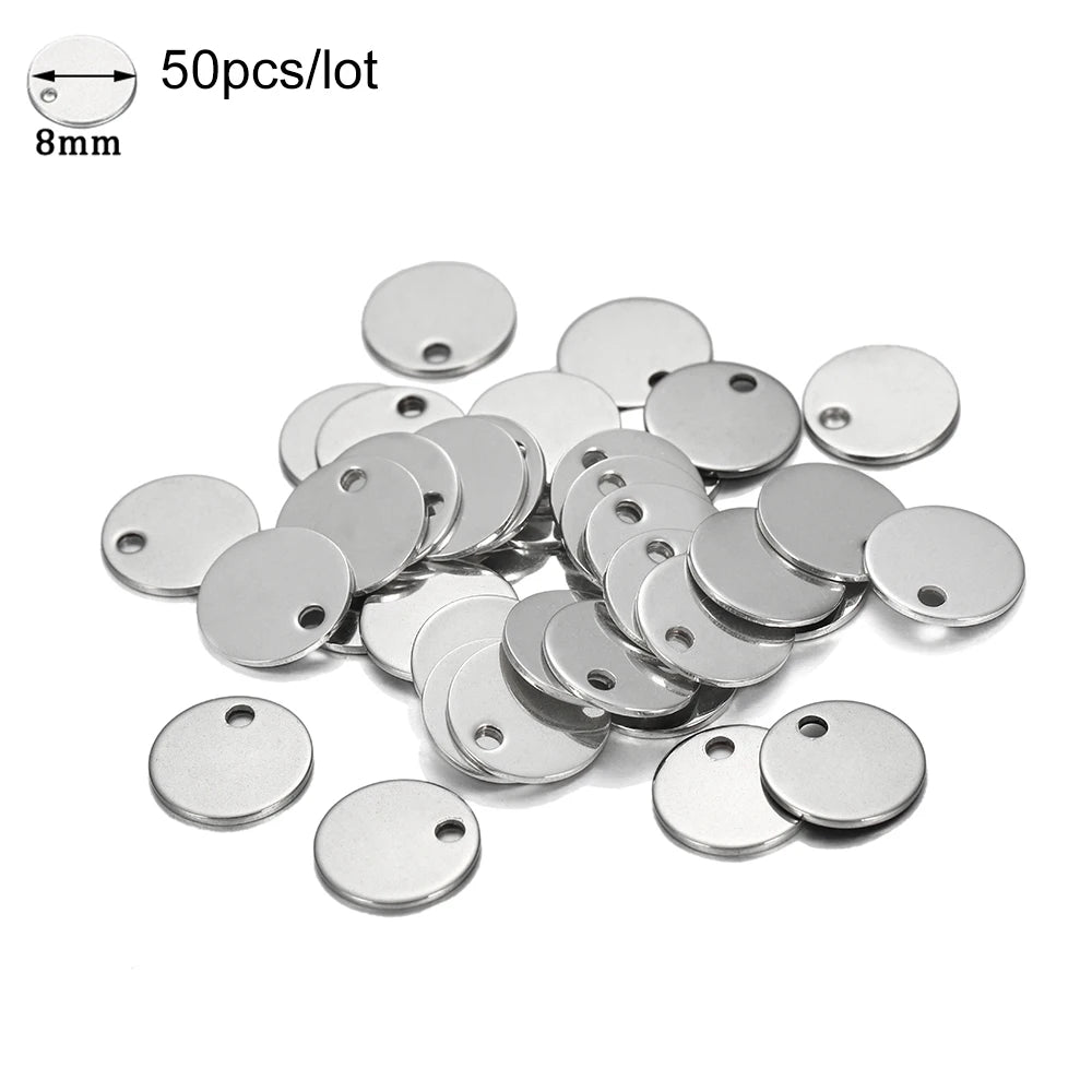 10-50 Piezas de Acero Inoxidable Dorado, Placas de Identificación Personalizadas, Óvalos en Forma de Corazón, Dijes, Colgantes para Suministros de Fabricación de Joyería DIY