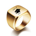 Free Engrave New Silver/Gold/Black/Blue Square Big Width Signet Rings Customized Fashion Finger Men Ring Titanium Steel Jewelry