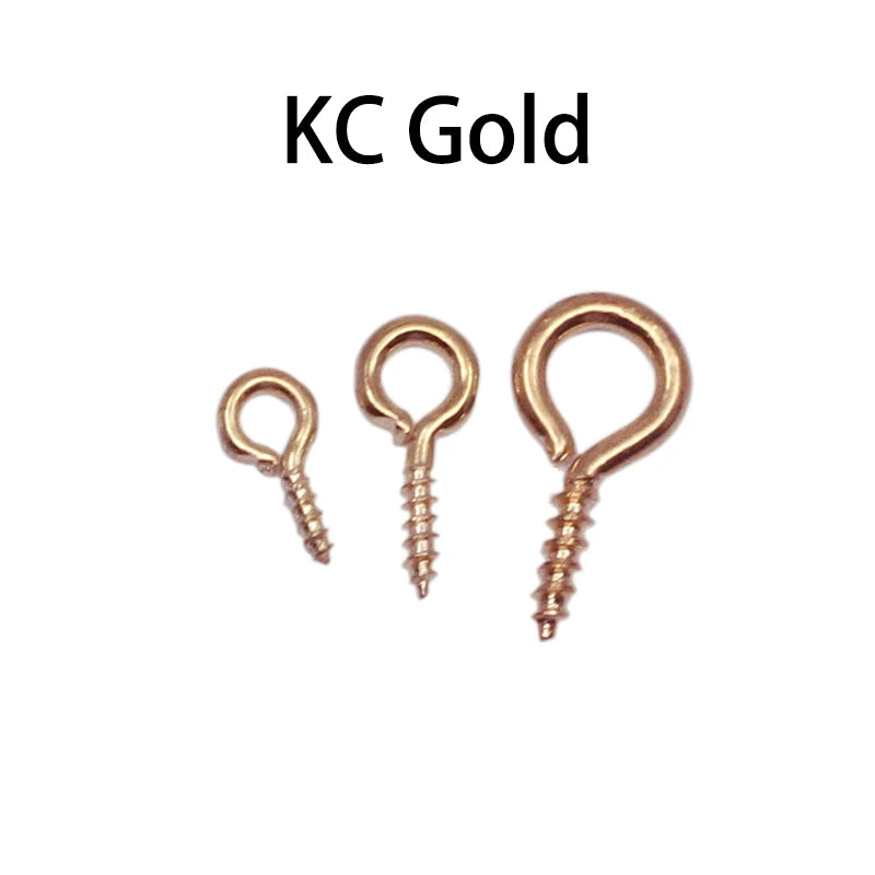 100-200 unidades de mini ganchos de ojo, cierres de tornillo dorados, conectores, colgantes, ganchos roscados para hacer joyas, accesorios