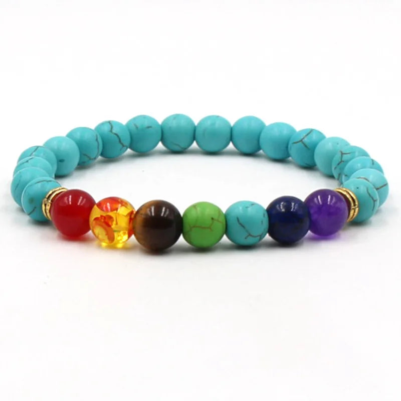 8MM Naturstein Perlenarmbänder für Frauen Männer Paar Lavagestein Heilung Balance Perlen Reiki Buddha Chakra Armreif Schmuck