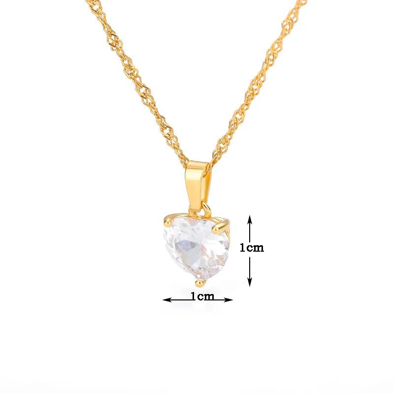 Collares de Corazón para Mujer de Acero Inoxidable con Cadena Chapada en Oro, Colgante de Corazón de Circonita, Gargantilla, Regalo de Joyería Boho para Bodas, Mujer