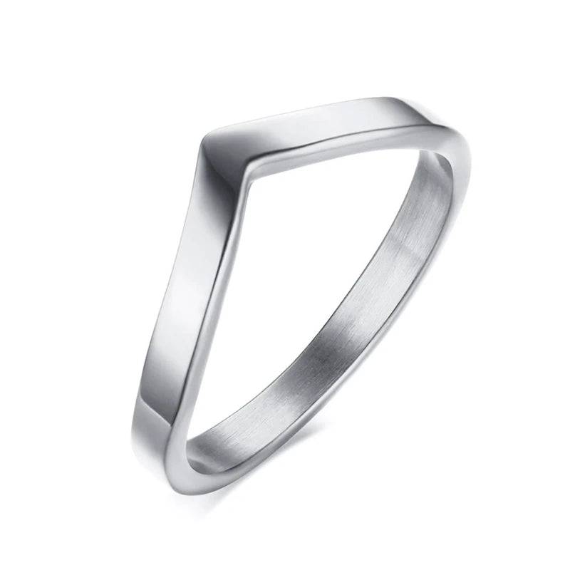 Einfacher Chevron V-Form Ring oder Party 316L Edelstahl Modeschmuck Ringe für Damen