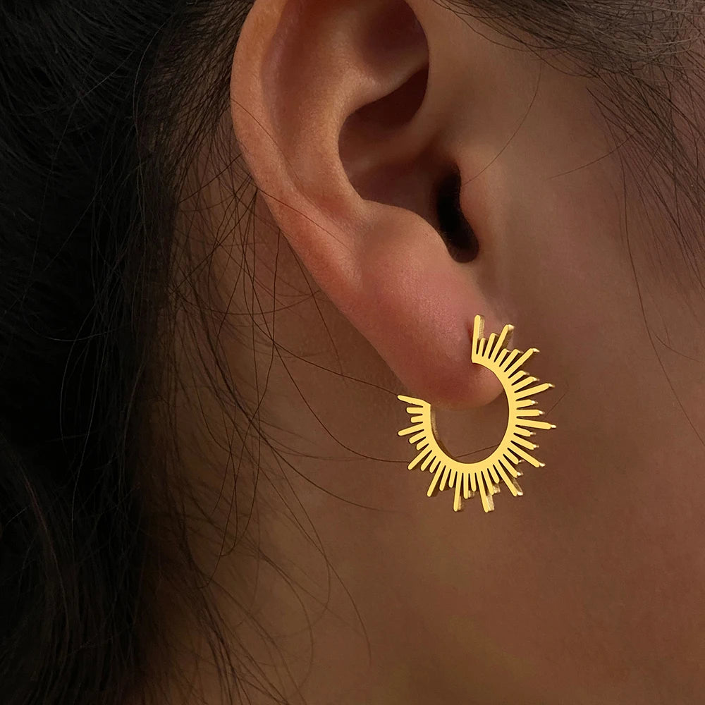 Edelstahl Schmuck Geometrische Ohrringe für Frauen Beste Halbkreis Stachelige Femme Charme Ohrringe Party Beste Hochzeitsgeschenke