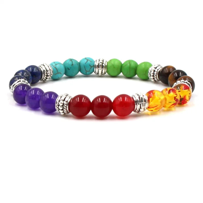 8MM Naturstein Perlenarmbänder für Frauen Männer Paar Lavagestein Heilung Balance Perlen Reiki Buddha Chakra Armreif Schmuck