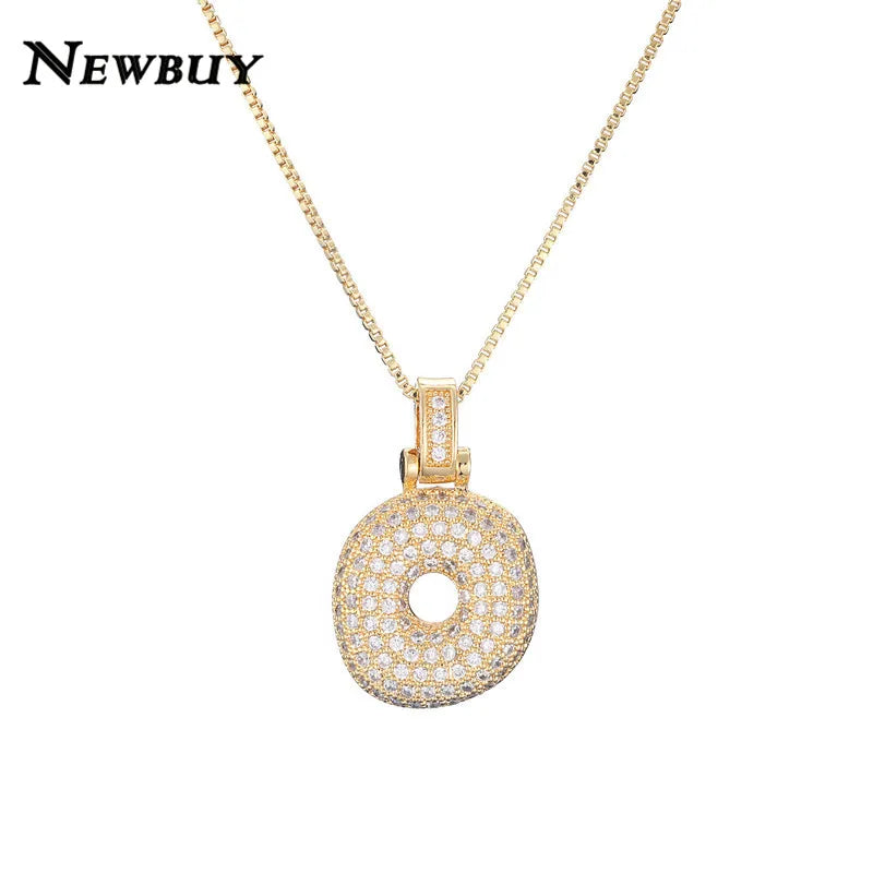 NEWBUY CZ Zirconia Crystal 26 A-Z Letters Pendant Necklace For Men Women Punk Initials Name Necklace Fashion Hip Hop Jewelry