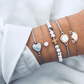 Boho Armreif für Frauen Schildkröte Elefant Herz Muschel Stern Mond Pfeil Karte Kristall Charms Perlen Armband Set Böhmischer Schmuck