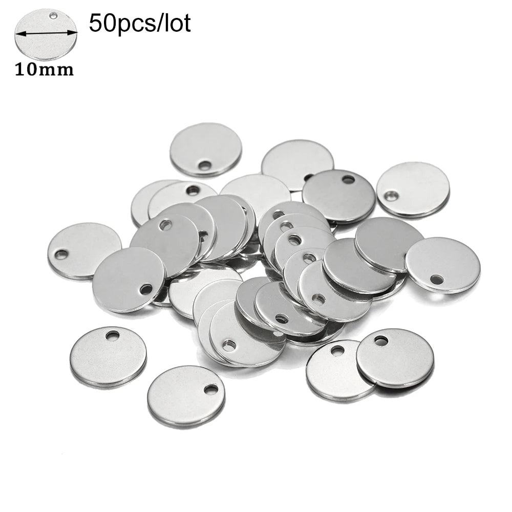 10-50 Piezas de Acero Inoxidable Dorado, Placas de Identificación Personalizadas, Óvalos en Forma de Corazón, Dijes, Colgantes para Suministros de Fabricación de Joyería DIY