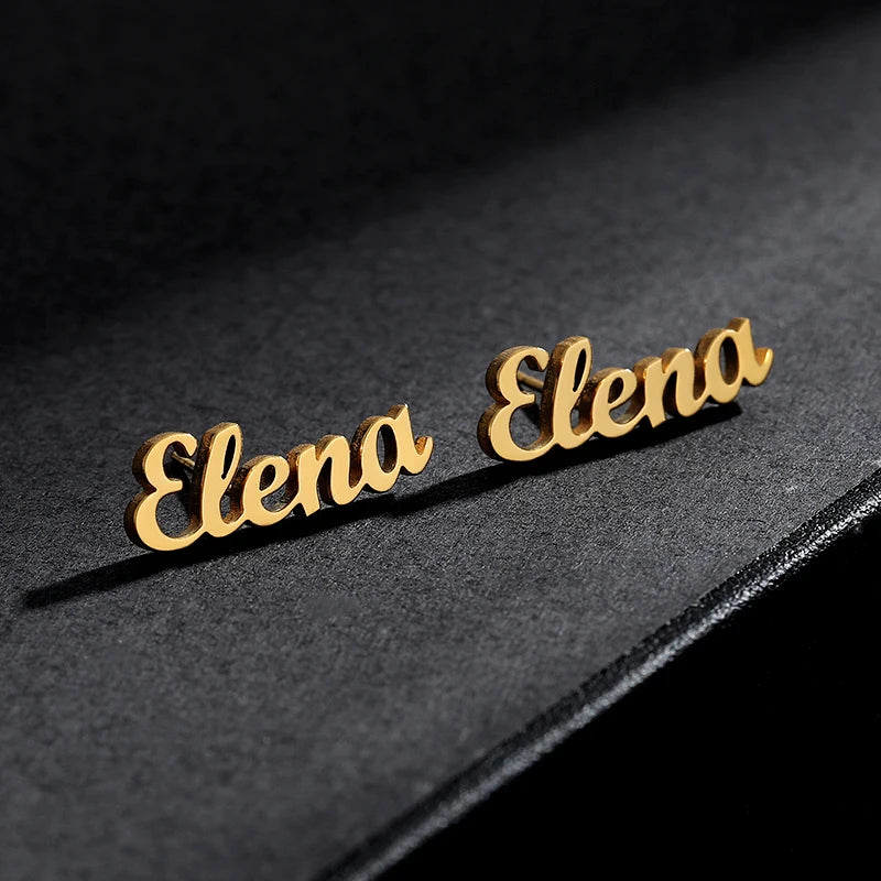 Personalisierte Namens-Ohrstecker für Damen, Edelstahl-Ohrringe mit beliebigem Muster, für die beste Freundin, Mädchenschmuck, Ohrringe für Damen