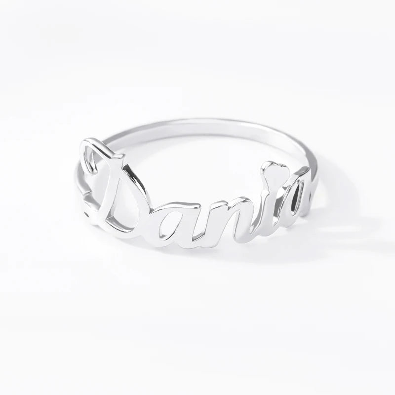 Personalisierte Namensringe für Frauen, Edelstahl, vergoldet, verstellbarer Bandring mit Buchstaben, Hochzeitsgeschenk, Schmuck Bijoux Femme 2023