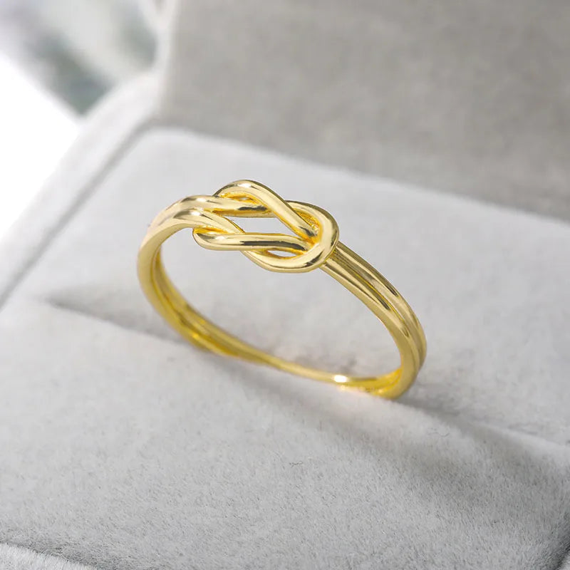 Knoten Unendlichkeitsringe Für Damen Mädchen Goldfarben Edelstahl Herz Fingerring Vintage Schmuck Geschenk Anillos Bague Femme