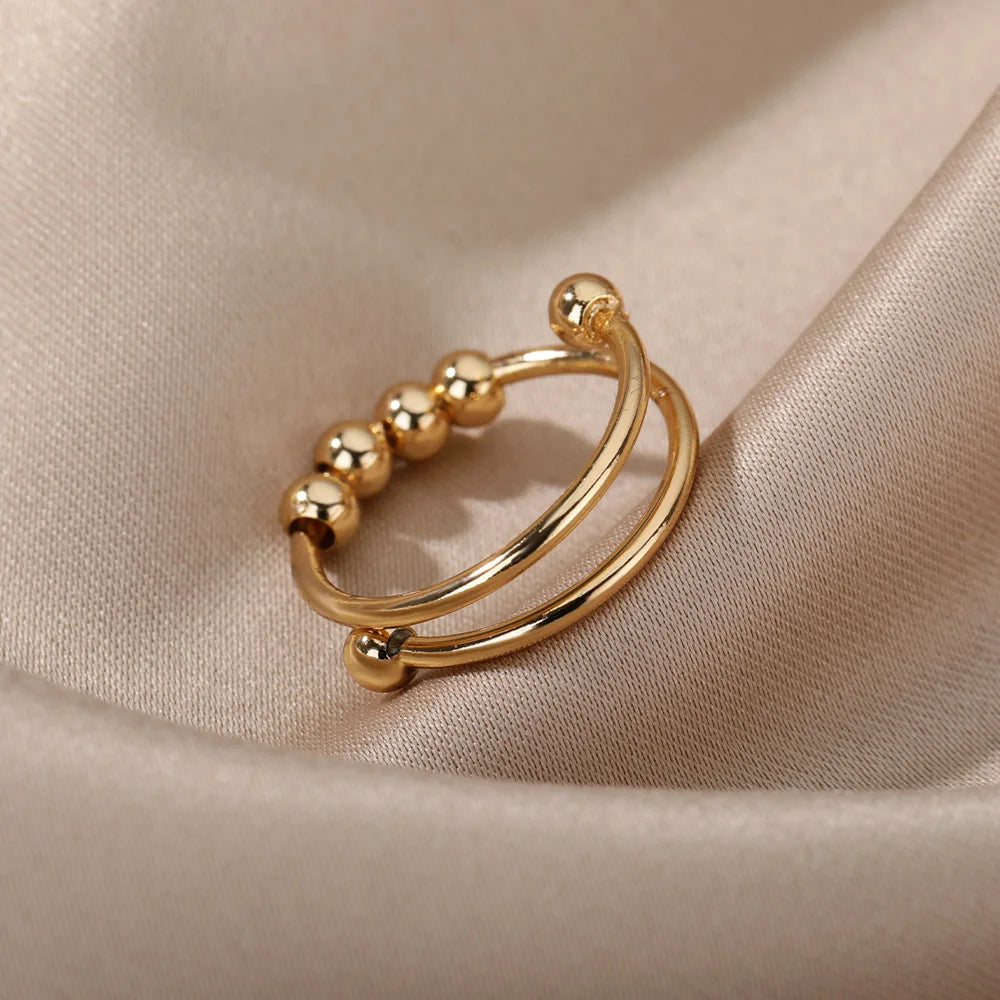 Anillos de Cuentas Vintage para Mujer Giran Libremente Antiestrés Ansiedad Anillo Individual Espiral de Cuentas Gira Joyería Regalo Mujer