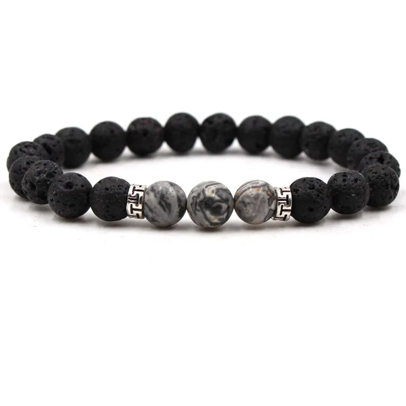 8MM Naturstein Perlenarmbänder für Frauen Männer Paar Lavagestein Heilung Balance Perlen Reiki Buddha Chakra Armreif Schmuck