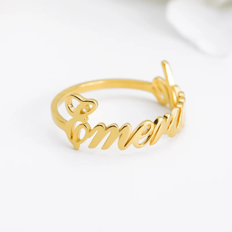 Anillos con nombre personalizado para mujer de acero inoxidable chapado en oro, anillo con inicial de letra, joyería de boda, Bijoux Femme 2023