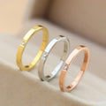 Anillo Apilable Fino de 2 mm de Acero Inoxidable con Circonita Cúbica Única, Alianza de Boda para Mujer/Niña Tallas 3-10
