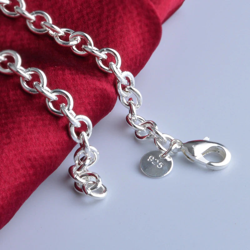 Aravant 925er Sterlingsilber 6mm Gliederkettenarmband für Damen Mode Schmuck