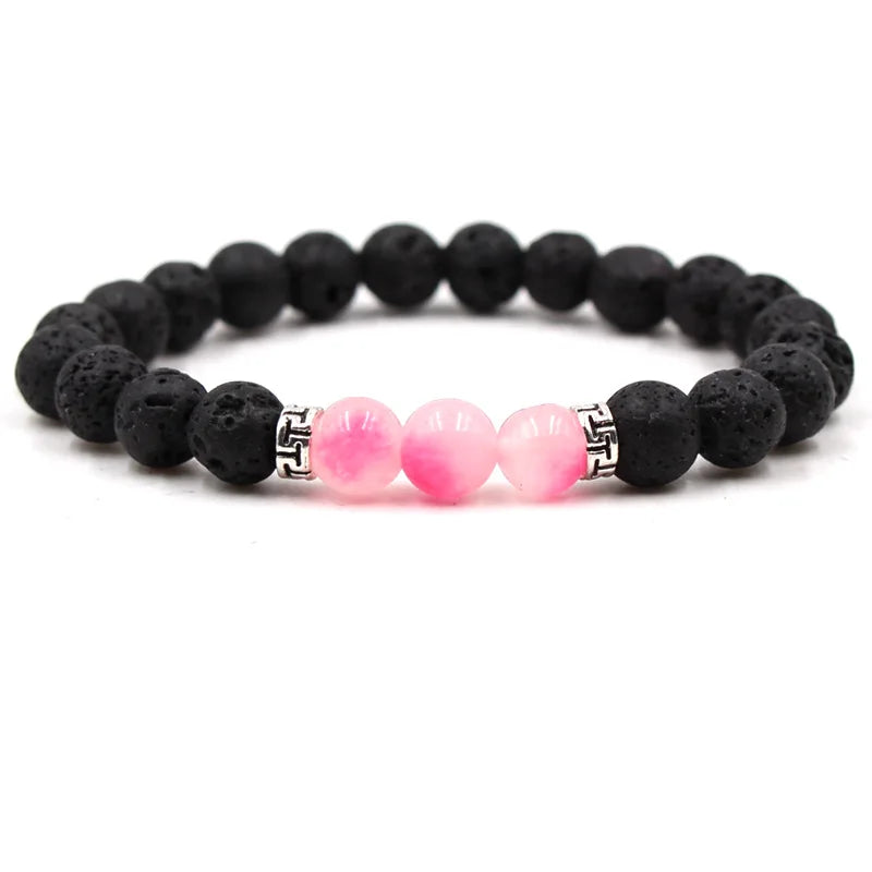 8MM Naturstein Perlenarmbänder für Frauen Männer Paar Lavagestein Heilung Balance Perlen Reiki Buddha Chakra Armreif Schmuck