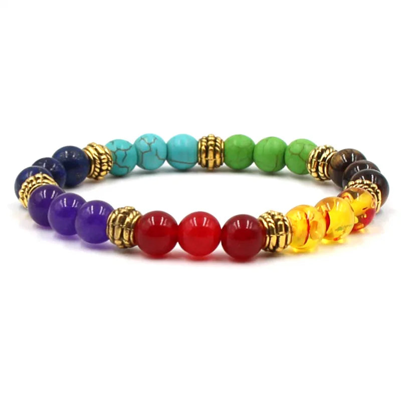 8MM Naturstein Perlenarmbänder für Frauen Männer Paar Lavagestein Heilung Balance Perlen Reiki Buddha Chakra Armreif Schmuck
