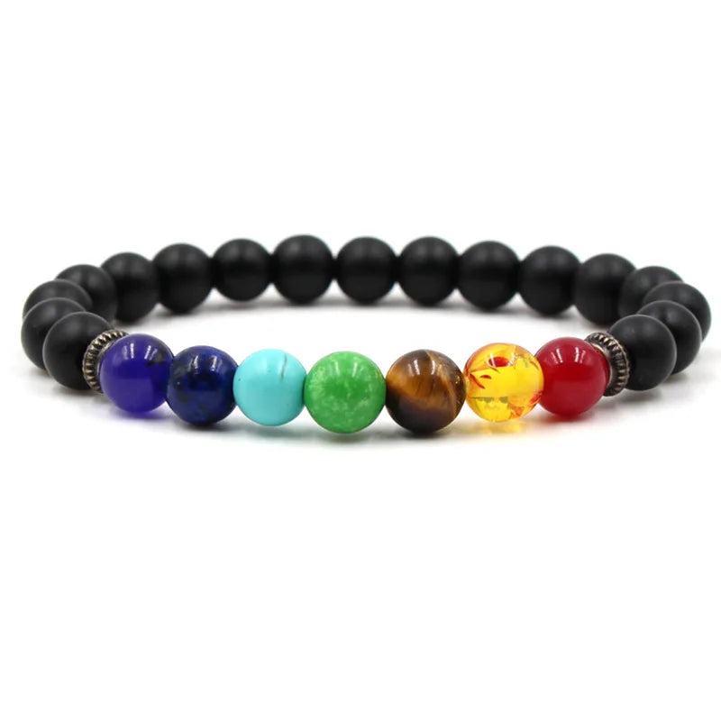8MM Naturstein Perlenarmbänder für Frauen Männer Paar Lavagestein Heilung Balance Perlen Reiki Buddha Chakra Armreif Schmuck