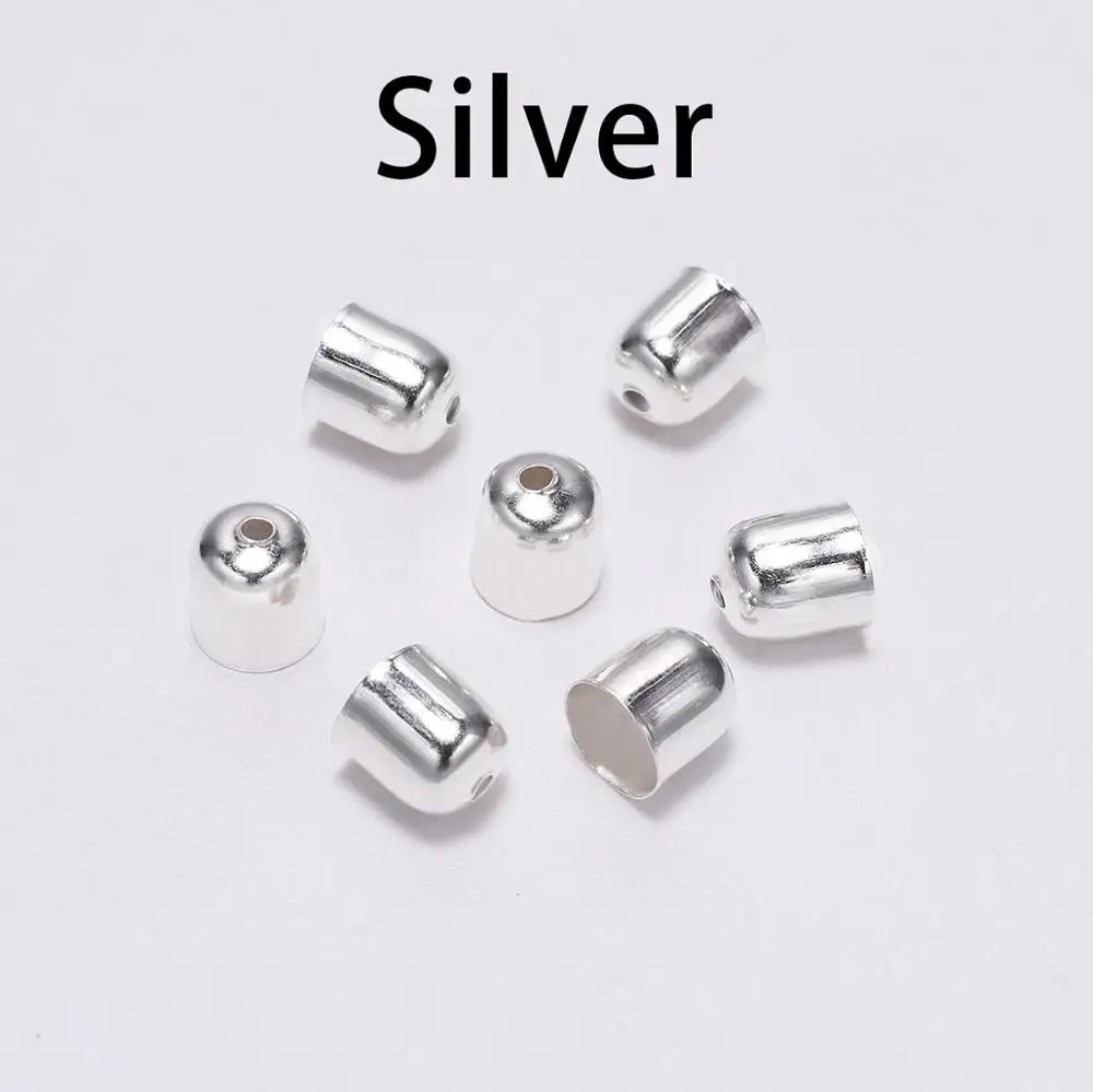 Lote de 50-100 tapas de engaste para extremos de cordones de cuero, tapas de cuentas para extremos, se adaptan a cierres de 4-12 mm para suministros de joyería de bricolaje