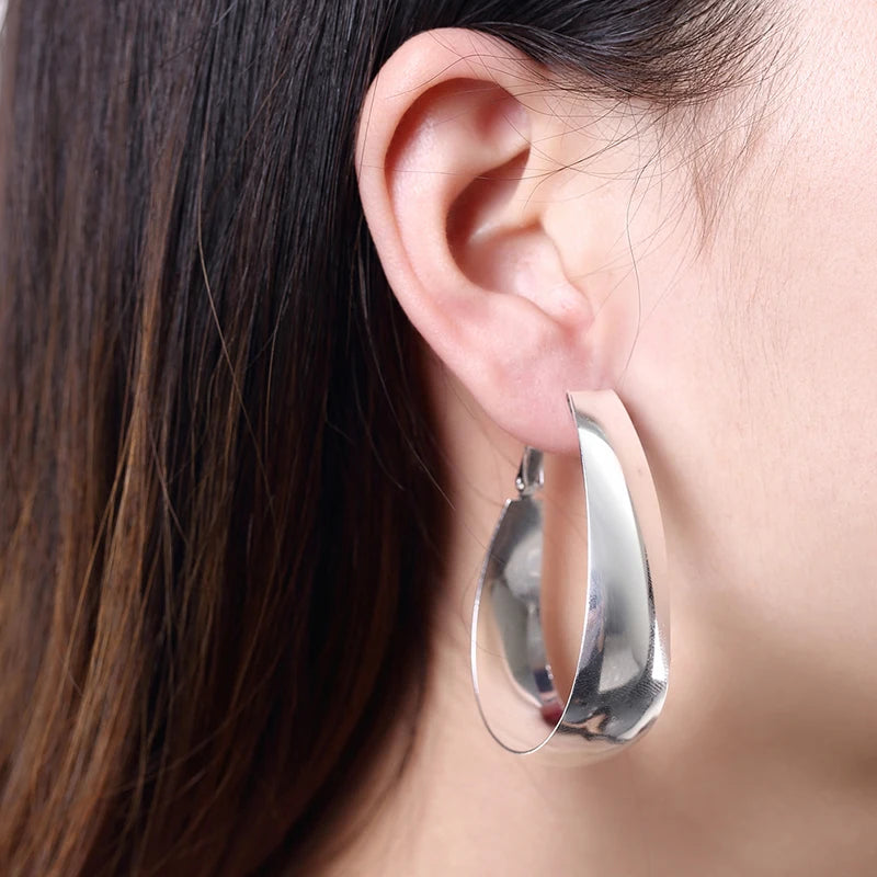 Aravant 925 Sterling Silber Glatte U-förmige Creolen für Damen Modeschmuck