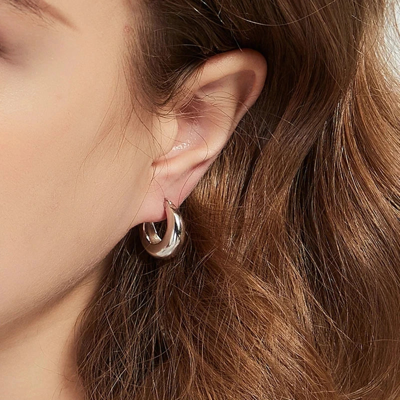 925 Sterling Silber überzogene klobige Creolen für Frauen, geometrische Kreis-Punk-Ohrringe, Partygeschenke 2021, neuer Dropshipping