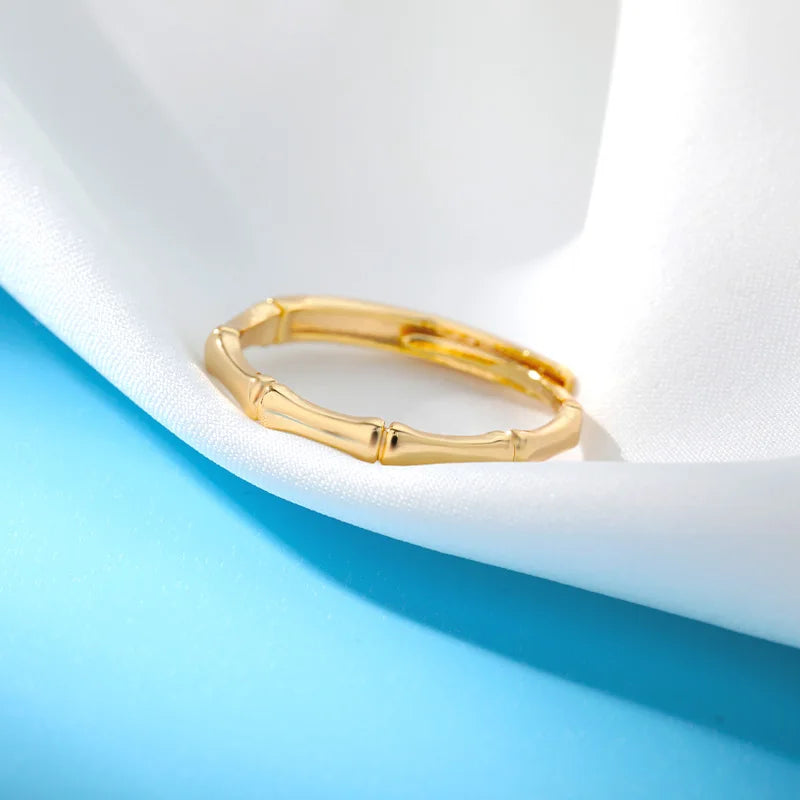 Edelstahl Bambus-Gelenkringe für Damen Herren Silberfarbe Offen Verstellbar Männlich Weiblich Verlobung Ehering Schmuck