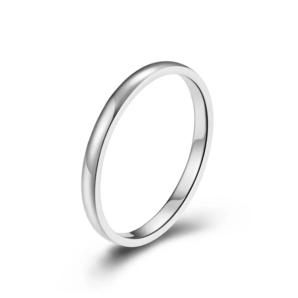 2mm dünner stapelbarer Ring Edelstahl Paarringe für Frauen und Männer Größe 4-12