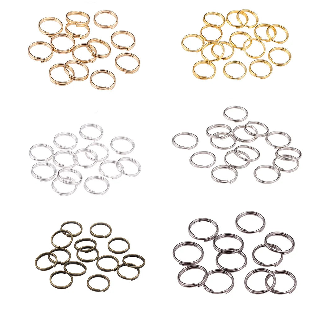 50-200 unidades/lote 4-20mm, anillos de doble salto dorados, anillos partidos, conectores, bucles para hacer joyas DIY, accesorios y fornituras