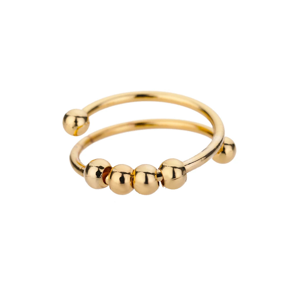 Anillos de Cuentas Vintage para Mujer Giran Libremente Antiestrés Ansiedad Anillo Individual Espiral de Cuentas Gira Joyería Regalo Mujer