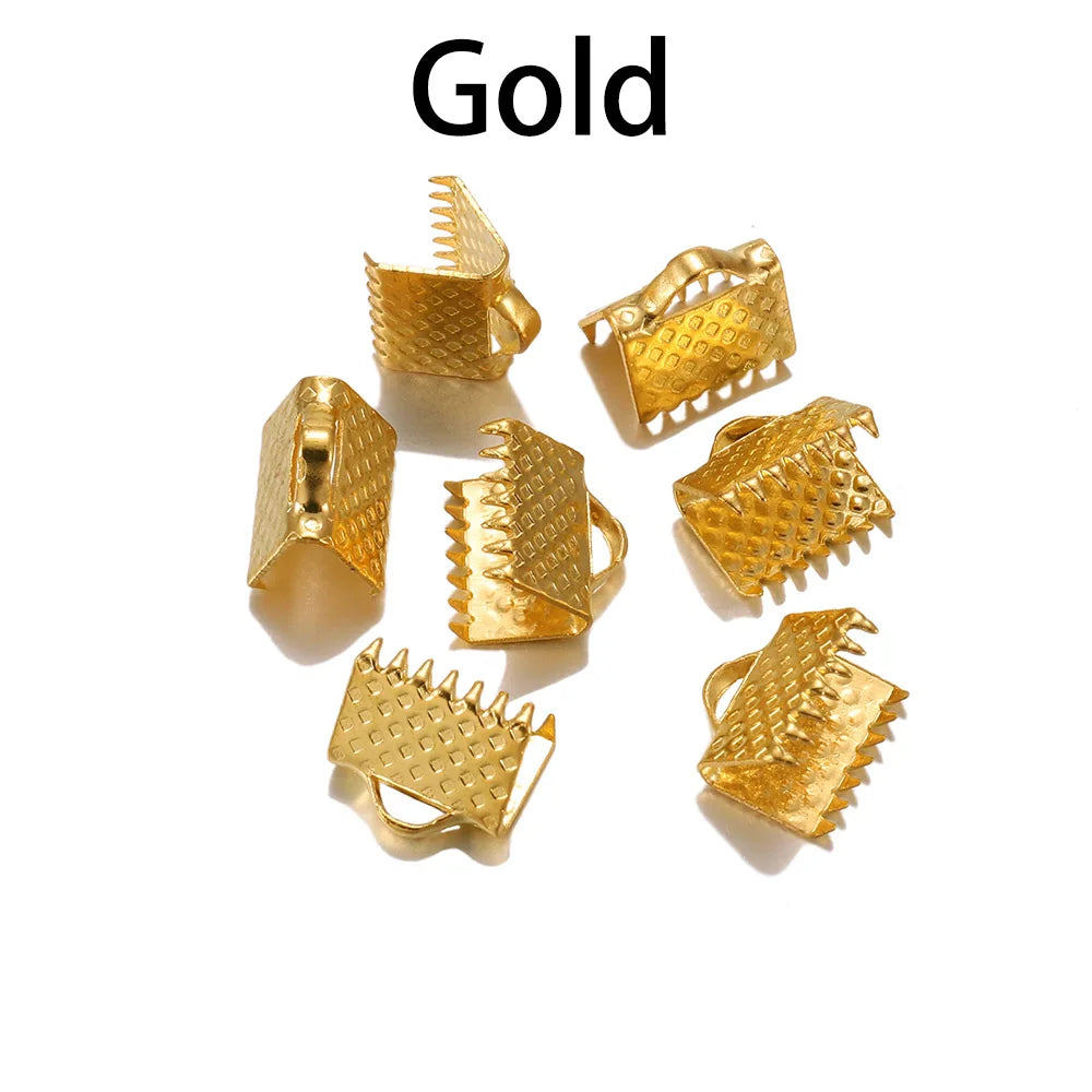 50 Stk./Los Quetschperlen Crimpverbinder Kordel Leder Clip Halskette Armbandverbinder Endkappen für DIY Schmuckherstellung Zubehör