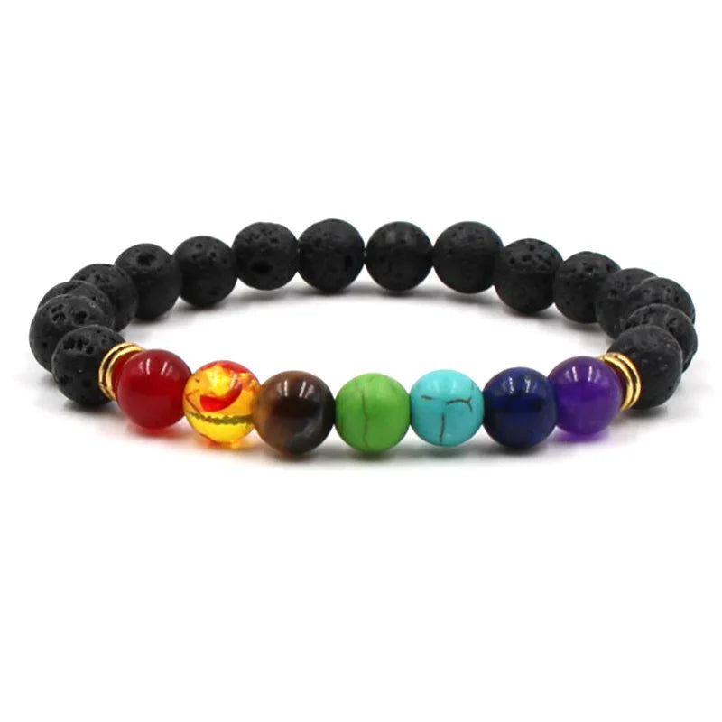 8MM Naturstein Perlenarmbänder für Frauen Männer Paar Lavagestein Heilung Balance Perlen Reiki Buddha Chakra Armreif Schmuck
