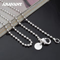Aravant Cadena de Plata 925 de 2 mm con Cuentas para Mujer Joyería de Moda Regalos