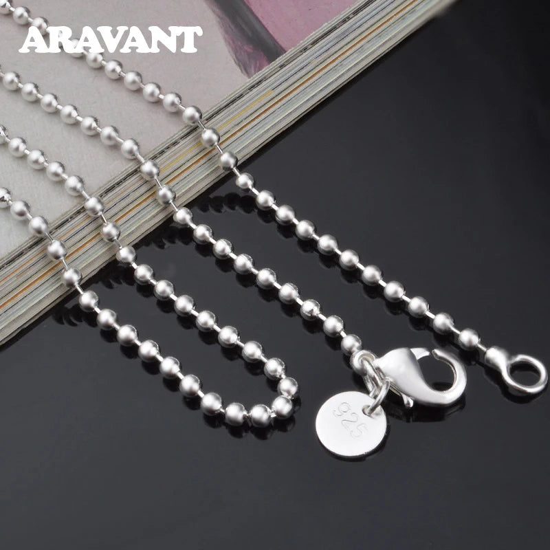 Aravant Cadena de Plata 925 de 2 mm con Cuentas para Mujer Joyería de Moda Regalos