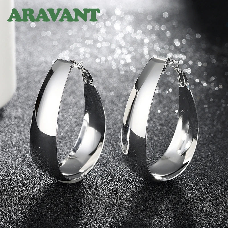 Aravant 925 Sterling Silber Glatte U-förmige Creolen für Damen Modeschmuck