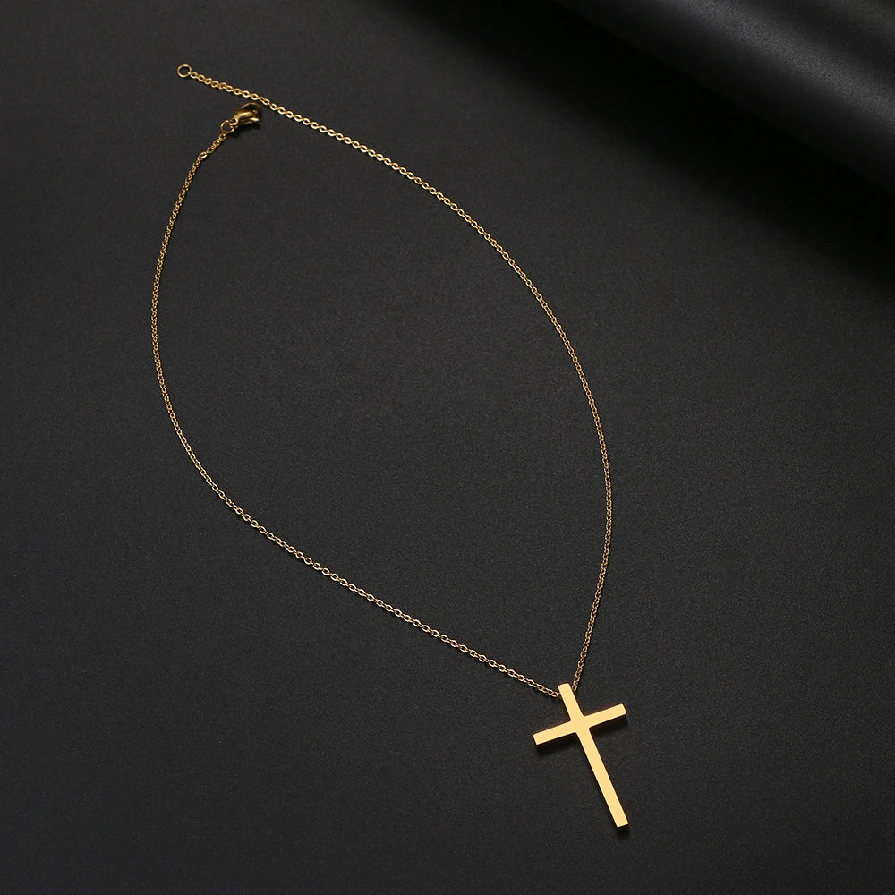 Stainless Steel Necklaces Classic Cross Jesus Fashion Large Style Man Chain Necklace For Women Jewelry Collar Pendant Gifts NEW