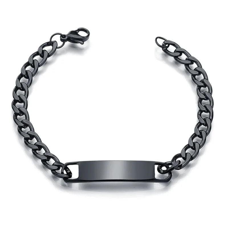 Akizoom Punk Gravur Name Personalisierte Armbänder Goldfarbe Edelstahl Dicke Handkette Individuelles Paar Herren Damen Schmuck Geschenk