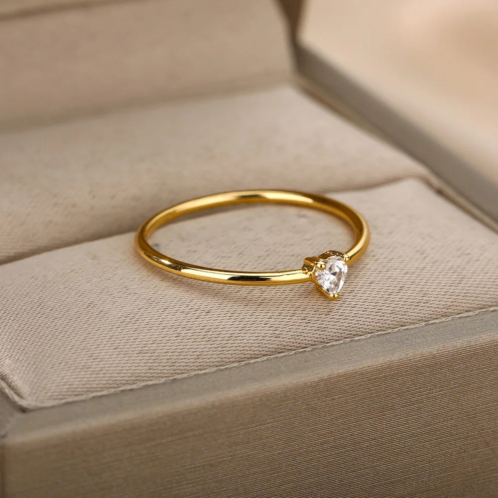 Zirkon Kleine Herzringe für Frauen Minimalismus Herzring Edelstahl Finger Zarter Ring Valentinstag Geschenke Kostenloser Versand