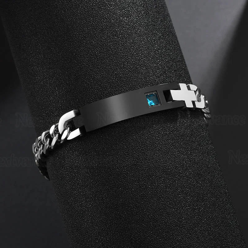 Nextvance Customized Engraving Nameplate Couple Bracelets on hand Stainless Steel Chain Bracelet For Women Lovers Jewelry Day