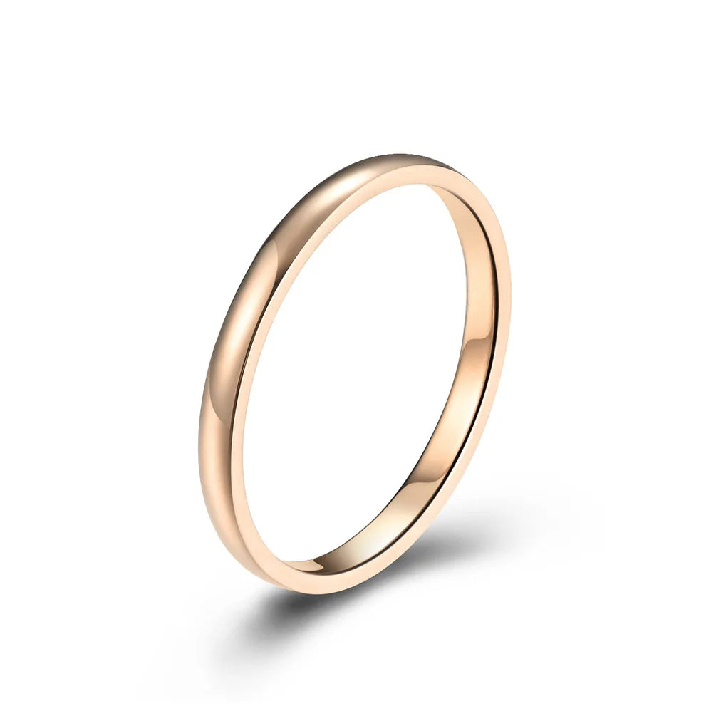 Anillo apilable fino de 2 mm, anillos de pareja de acero inoxidable para mujeres y hombres, talla 4-12
