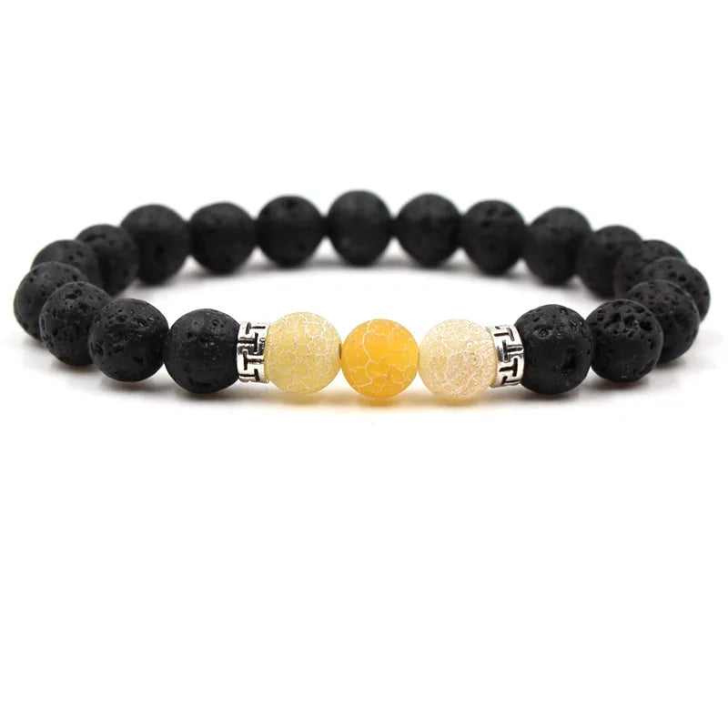 8MM Naturstein Perlenarmbänder für Frauen Männer Paar Lavagestein Heilung Balance Perlen Reiki Buddha Chakra Armreif Schmuck