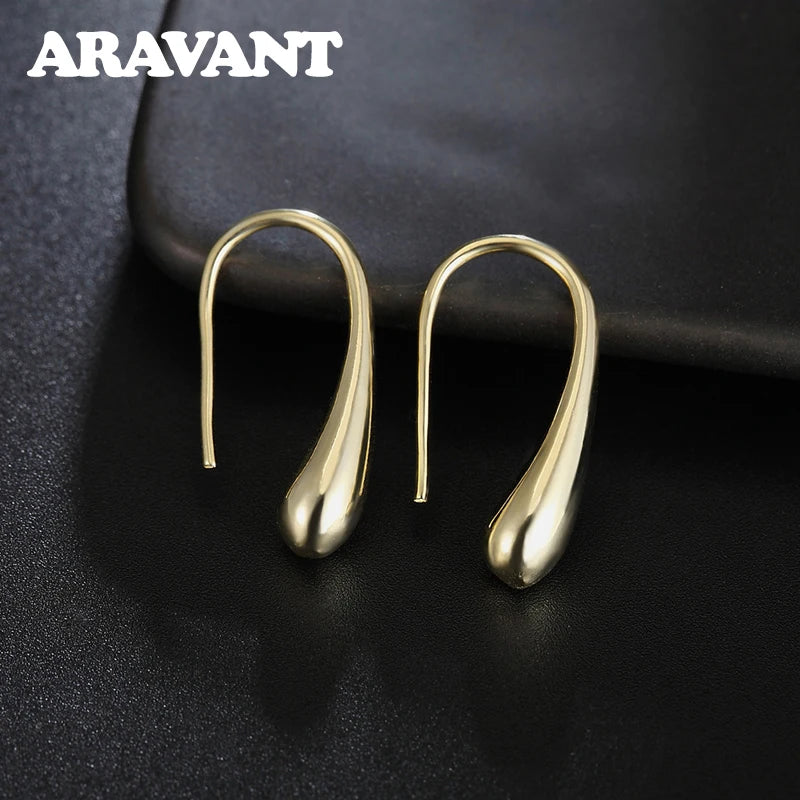 Aravant 925er Silber Ohrringe für Damen Wassertropfen Gold Ohrringe Mode Hochzeitsschmuck Geschenke