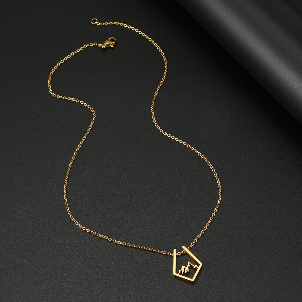 Stainless Steel Necklaces Irregular Mountain Peak Pendant Chain Collar Charm Fashion Necklace For Women Jewelry Party Men Gifts